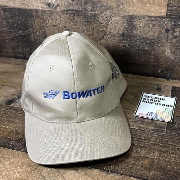 BOWATER Lumber & Pulp Paper Hat Baseball Cap Khaki Adjustable Metal Clasp - Picture 1 of 4